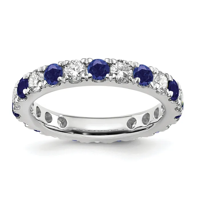 14k White Gold 1 15 Ct Lab Grown Diamond VSSI G and Lab Created Blue Sapphire Eternity Band Ring Goldia Rings 14k White Gold 1 15 Ct Lab Grown Diamond VSSI G and Lab Created Blue Sapphire Eternity Band Ring Goldia Rings