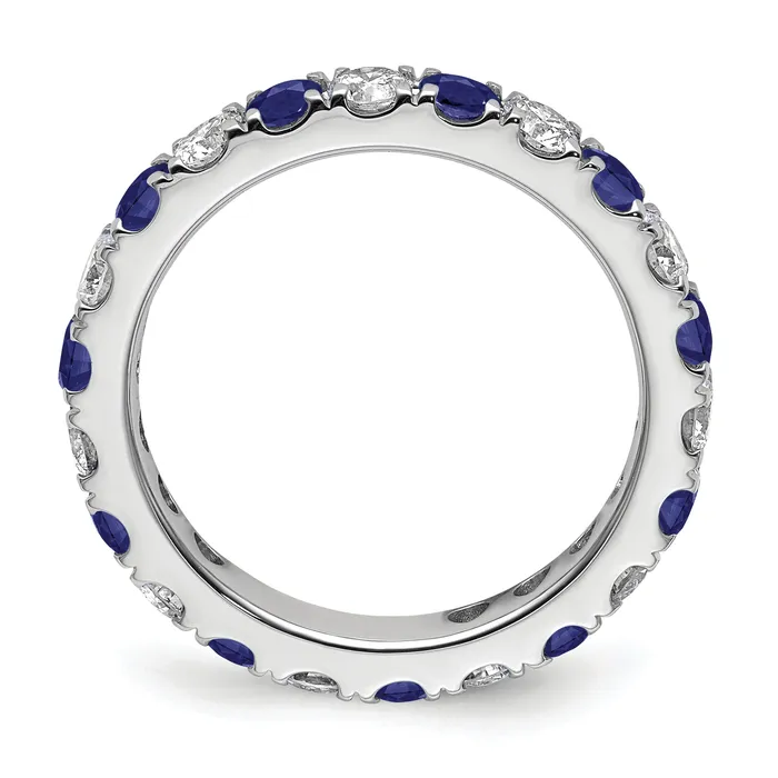 14k White Gold 1 15 Ct Lab Grown Diamond VSSI G and Lab Created Blue Sapphire Eternity Band Ring Goldia Rings