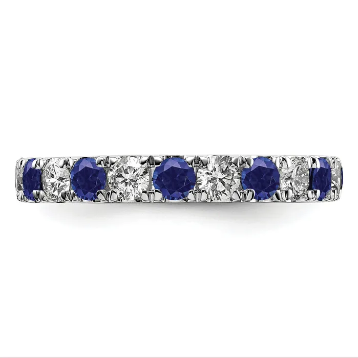 14k White Gold 1 15 Ct Lab Grown Diamond VSSI G and Lab Created Blue Sapphire Eternity Band Ring Goldia Rings