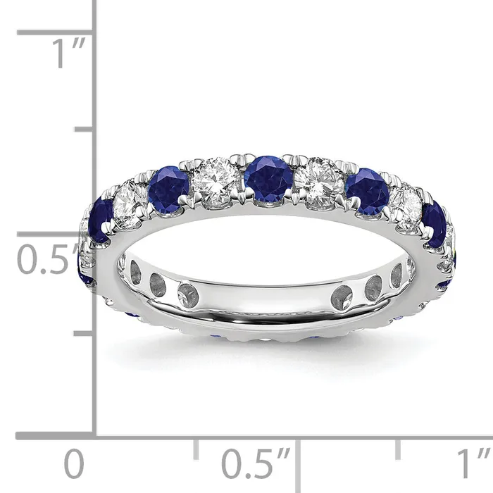 14k White Gold 1 15 Ct Lab Grown Diamond VSSI G and Lab Created Blue Sapphire Eternity Band Ring Goldia Rings