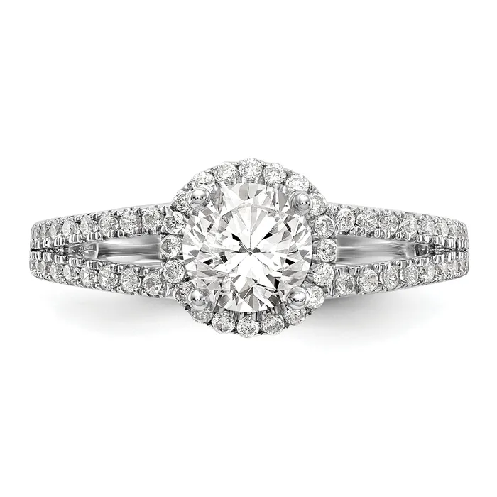 14k White Gold 13 Ct Lab Grown Diamond VSSI G 34 Ct Center Round Engagement Ring Goldia Rings
