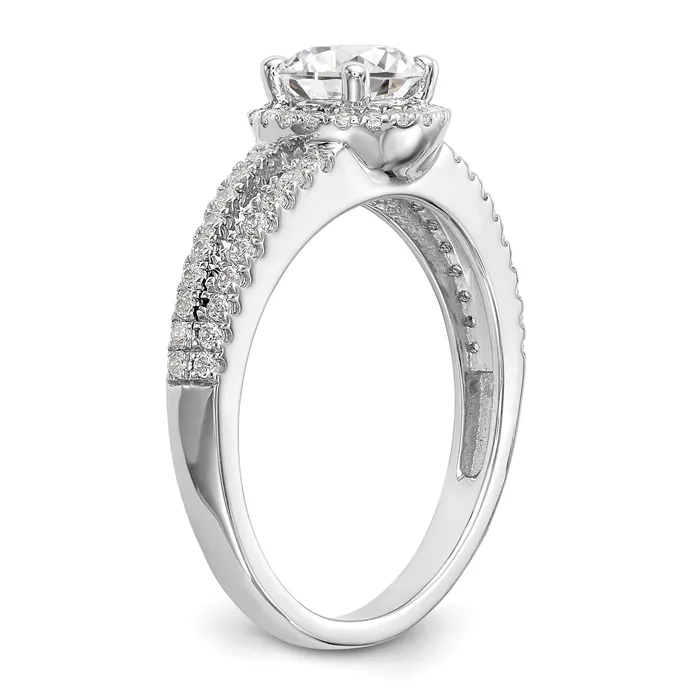 14k White Gold 13 Ct Lab Grown Diamond VSSI G 34 Ct Center Round Engagement Ring Goldia Rings