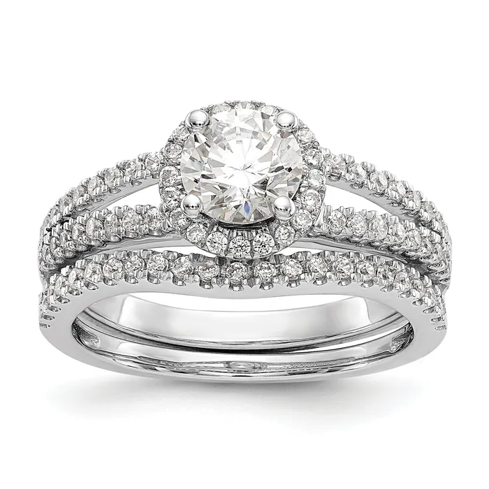 14k White Gold 13 Ct Lab Grown Diamond VSSI G 34 Ct Center Round Engagement Ring Goldia Rings