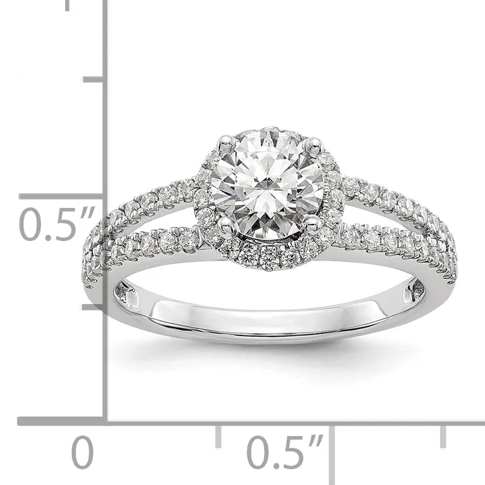 14k White Gold 13 Ct Lab Grown Diamond VSSI G 34 Ct Center Round Engagement Ring Goldia Rings