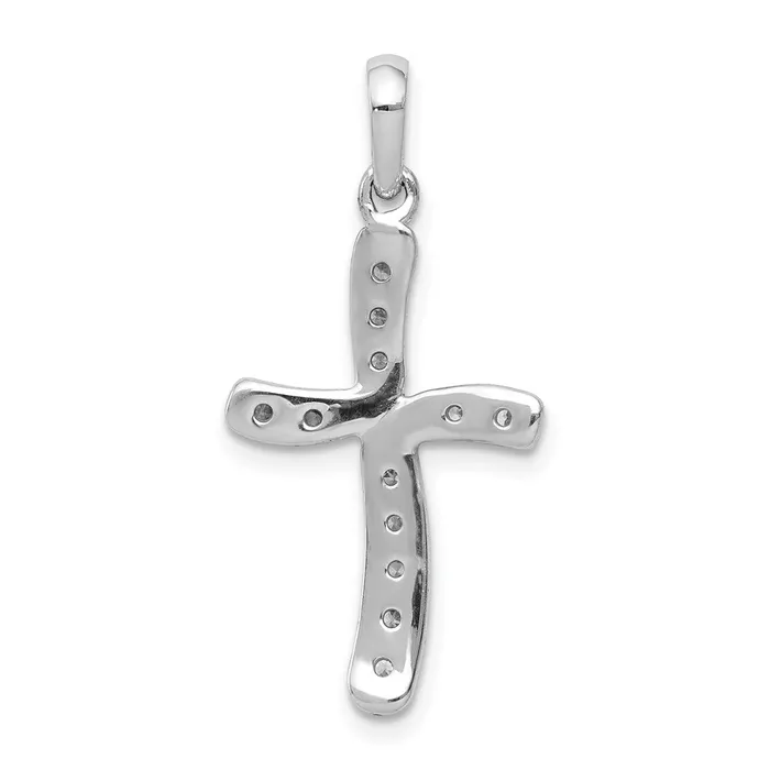 14k White Gold 18ct Real Diamond Cross Pendant Goldia Necklaces