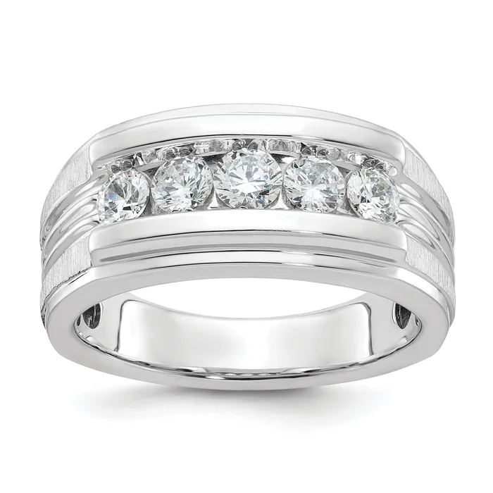 14k White Gold 1 Ct Lab Grown Diamond VSSI G Mens Ring Goldia Rings