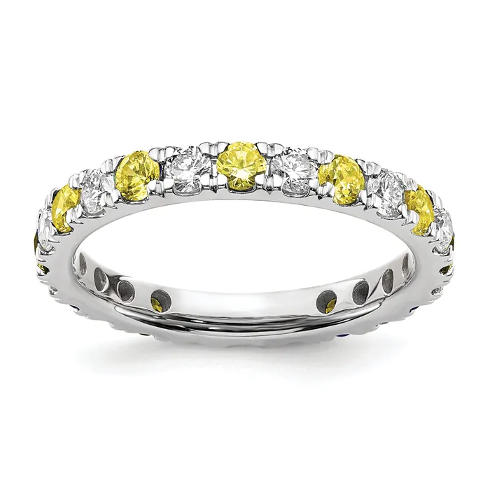 14k White Gold 34 Ct Lab Grown Diamond VSSI G and Lab Created Yellow Sapphire Eternity Band Ring Goldia Rings 14k White Gold 34 Ct Lab Grown Diamond VSSI G and Lab Created Yellow Sapphire Eternity Band Ring Goldia Rings