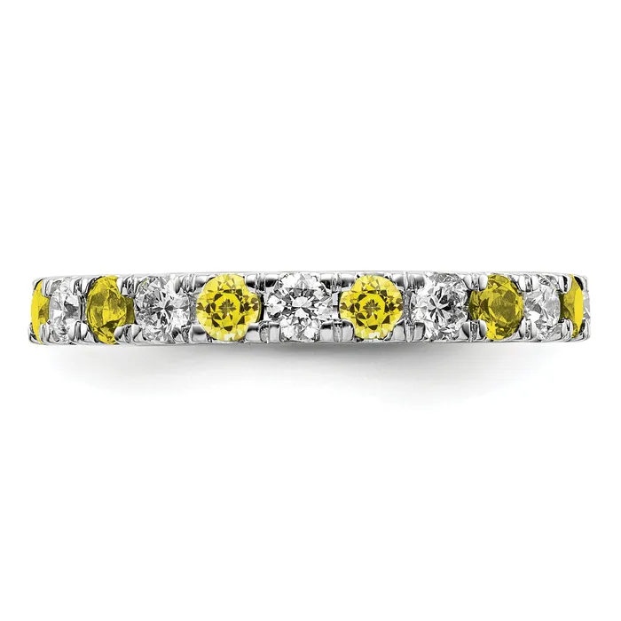 14k White Gold 34 Ct Lab Grown Diamond VSSI G and Lab Created Yellow Sapphire Eternity Band Ring Goldia Rings