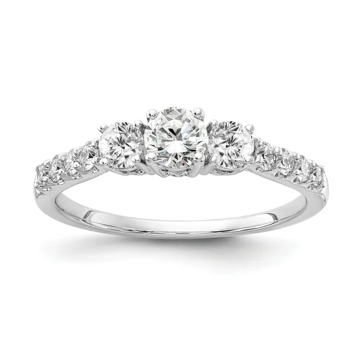 14k White Gold 34 Ct Lab Grown Diamond VSSI G Round Three Stone Engagement Ring Goldia Rings 14k White Gold 34 Ct Lab Grown Diamond VSSI G Round Three Stone Engagement Ring Goldia Rings