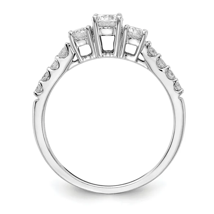 14k White Gold 34 Ct Lab Grown Diamond VSSI G Round Three Stone Engagement Ring Goldia Rings