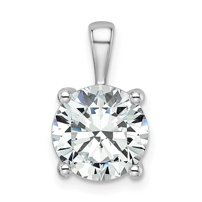 14k White Gold 3 Ct Lab Grown Diamond VSSI G Round Four Prong Pendant Goldia Necklaces 14k White Gold 3 Ct Lab Grown Diamond VSSI G Round Four Prong Pendant Goldia Necklaces