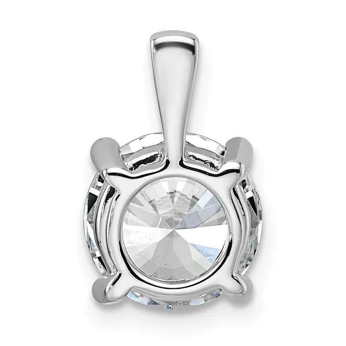14k White Gold 3 Ct Lab Grown Diamond VSSI G Round Four Prong Pendant Goldia Necklaces