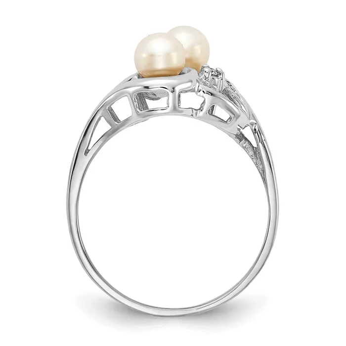 14k White Gold 45mm FW Cultured Pearl VS Real Diamond ring Goldiacom Rings
