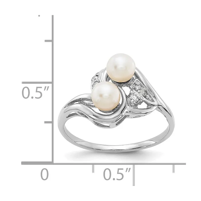 14k White Gold 45mm FW Cultured Pearl VS Real Diamond ring Goldiacom Rings