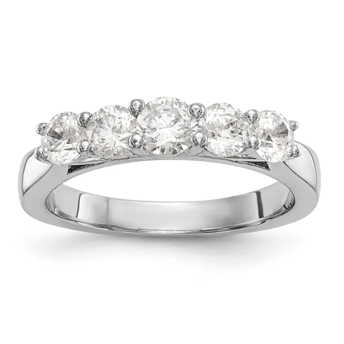 14K White Gold 5 Stone Simulated Diamond Band Goldiacom Rings