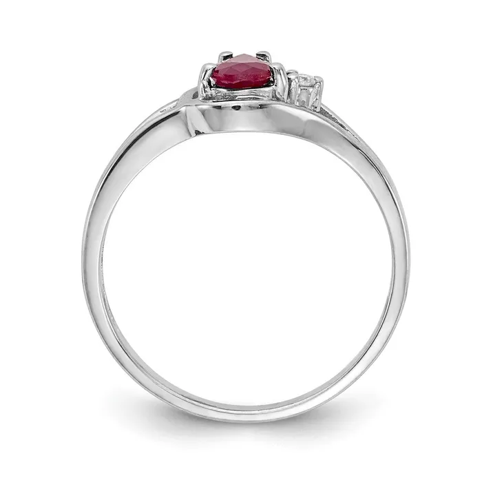 14k White Gold 6x4mm Pear Ruby AAA Real Diamond ring Goldiacom Rings