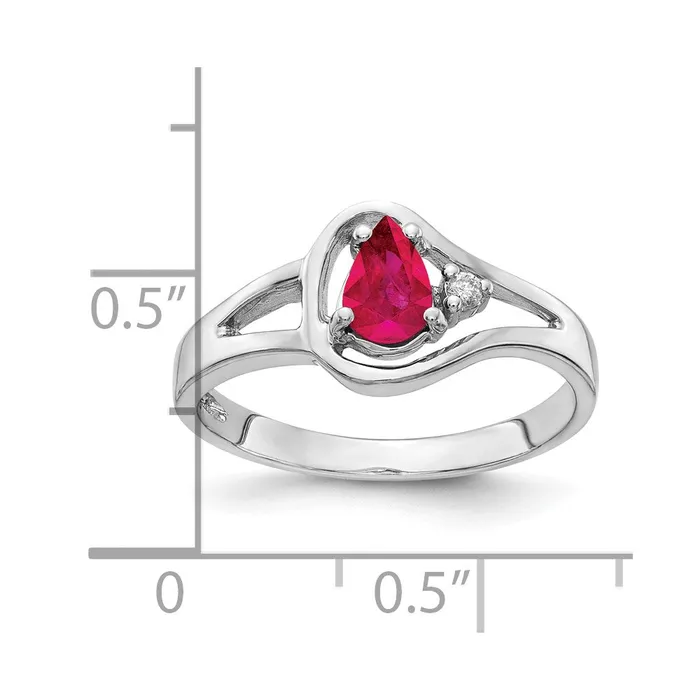 14k White Gold 6x4mm Pear Ruby AAA Real Diamond ring Goldiacom Rings