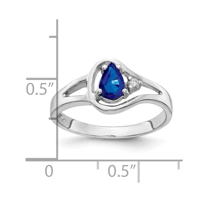 14k White Gold 6x4mm Pear Sapphire AAA Real Diamond ring Goldiacom Rings