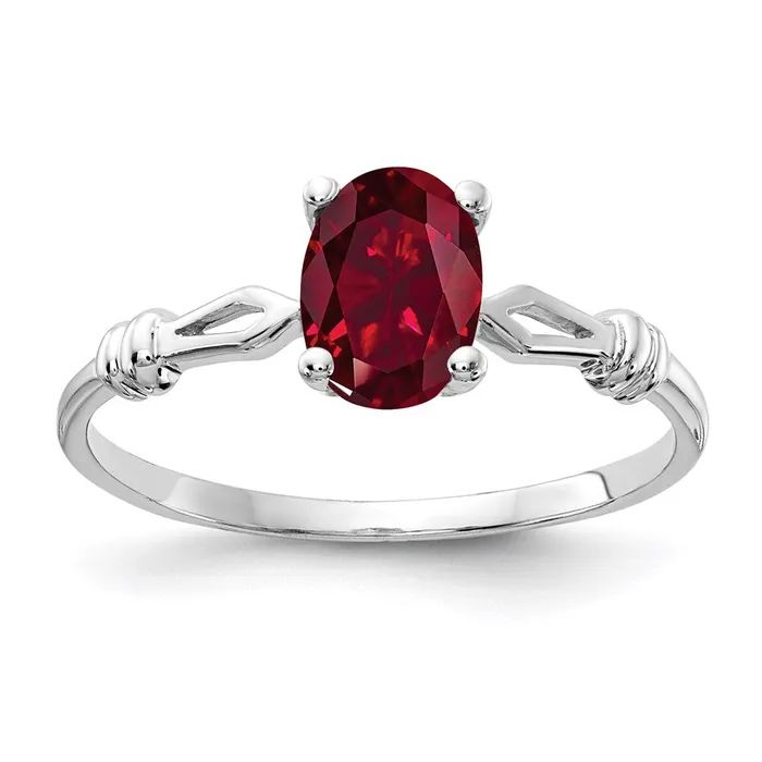 14k White Gold 7x5mm Oval Created Ruby ring Goldia Rings