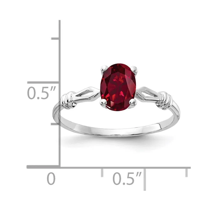 14k White Gold 7x5mm Oval Created Ruby ring Goldia Rings
