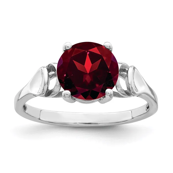 14k White Gold 8mm Garnet ring Goldia Rings