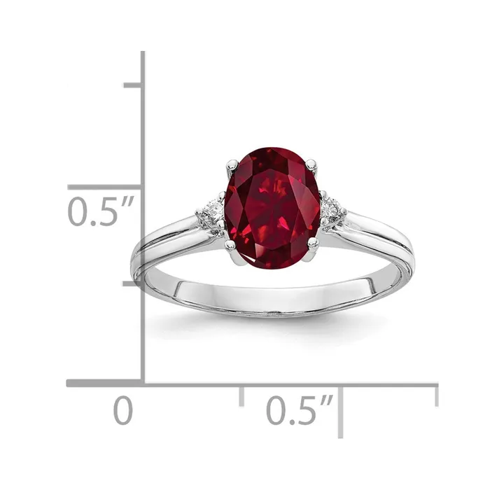 14k White Gold 8x6mm Oval Created Ruby A Real Diamond ring Goldia Rings