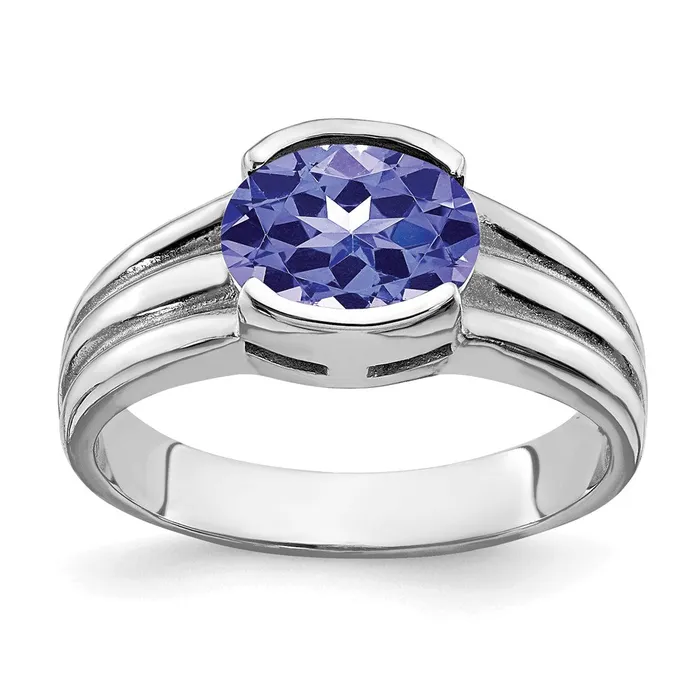 14k White Gold 8x6mm Oval Tanzanite ring Goldia Rings