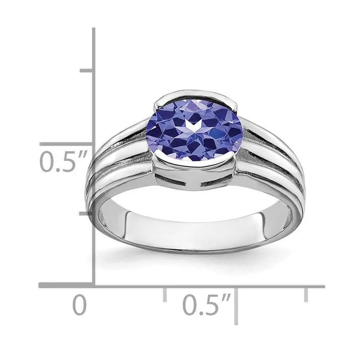 14k White Gold 8x6mm Oval Tanzanite ring Goldia Rings