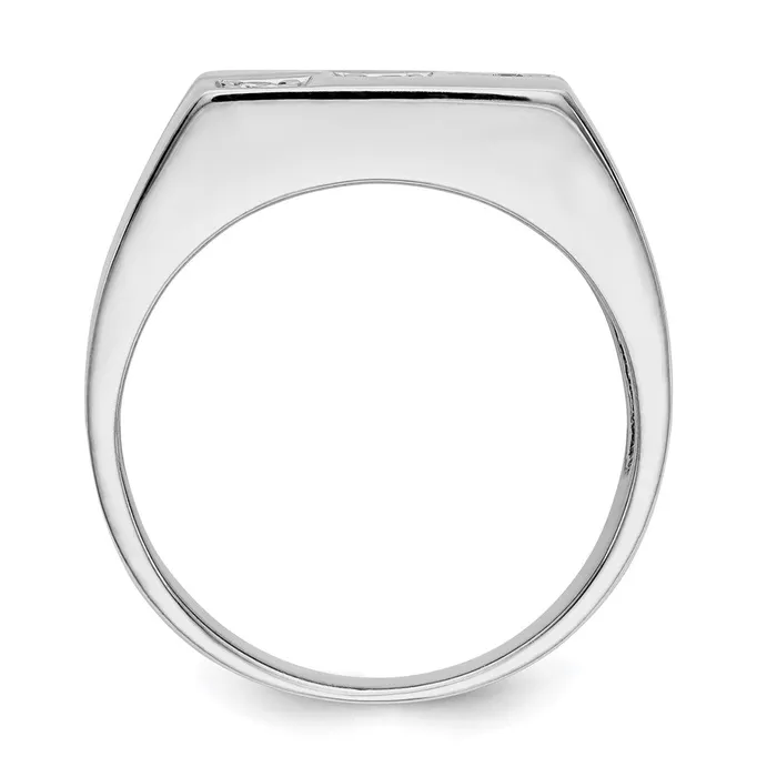 14k White Gold AAA Real Diamond mens ring Goldiacom Rings