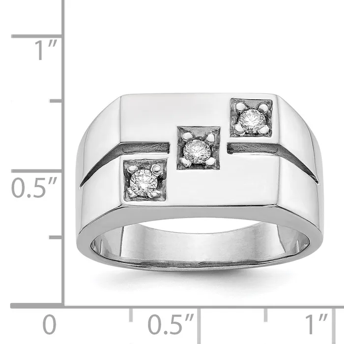 14k White Gold AAA Real Diamond mens ring Goldiacom Rings