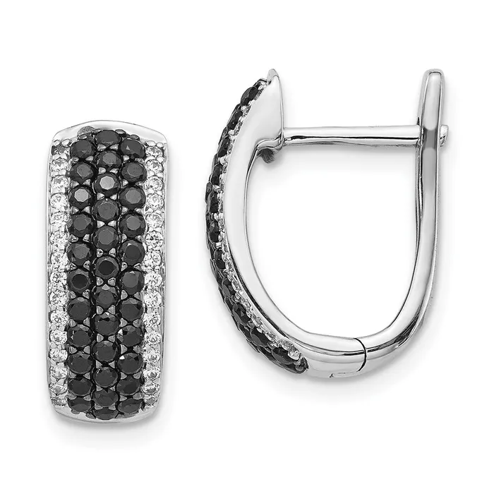 14k White Gold Black and White Real Diamond Hinged Hoop Earrings Goldia Earrings 14k White Gold Black and White Real Diamond Hinged Hoop Earrings Goldia Earrings