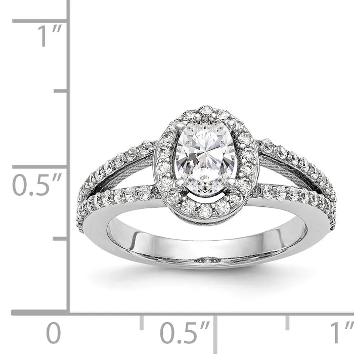 14K White Gold Diamond Oval CZ Oval Halo Engagement Ring Goldiacom Rings