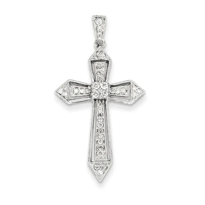 14k White Gold Diamond Passion Cross Pendant Goldia Necklaces