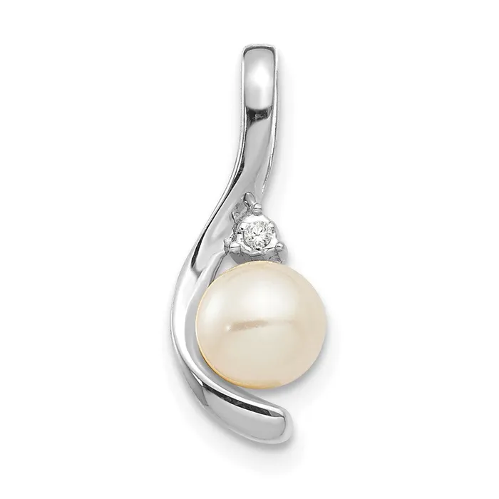 14k White Gold Genuine FW Cultured Pearl Diamond Pendant Goldiacom Necklaces 14k White Gold Genuine FW Cultured Pearl Diamond Pendant Goldiacom Necklaces