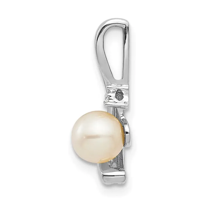 14k White Gold Genuine FW Cultured Pearl Diamond Pendant Goldiacom Necklaces