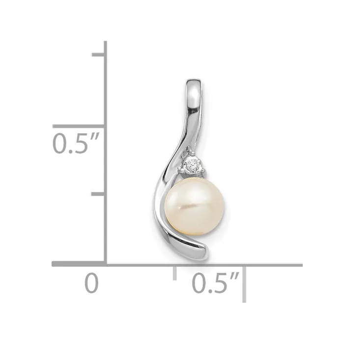 14k White Gold Genuine FW Cultured Pearl Diamond Pendant Goldiacom Necklaces