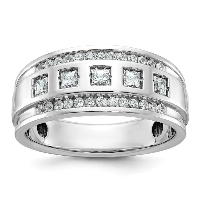14k White Gold Mens 11 carat Diamond Complete Ring Goldia Rings