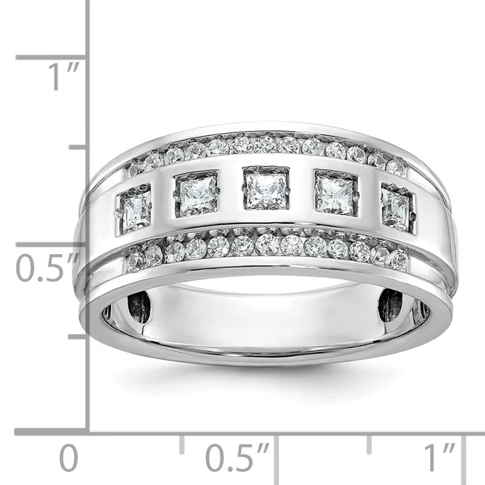 14k White Gold Mens 11 carat Diamond Complete Ring Goldia Rings