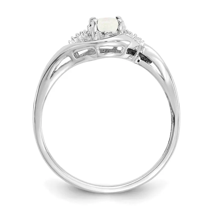 14k White Gold Opal and Real Diamond Ring Goldiacom Rings