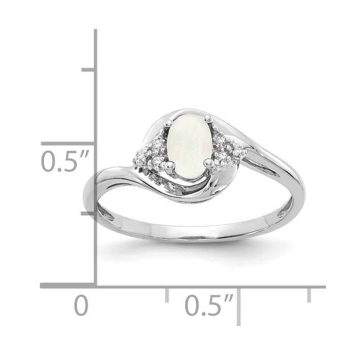 14k White Gold Opal and Real Diamond Ring Goldiacom Rings