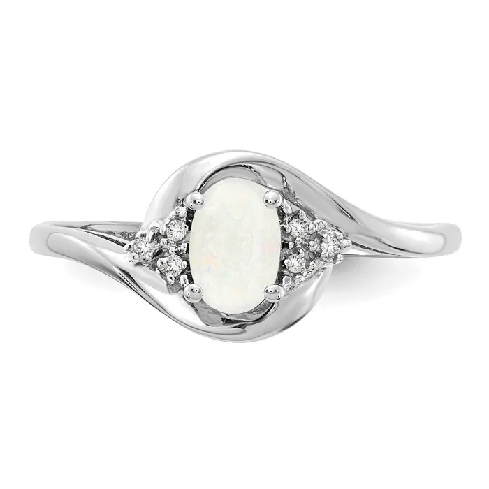 14k White Gold Opal and Real Diamond Ring Goldiacom Rings