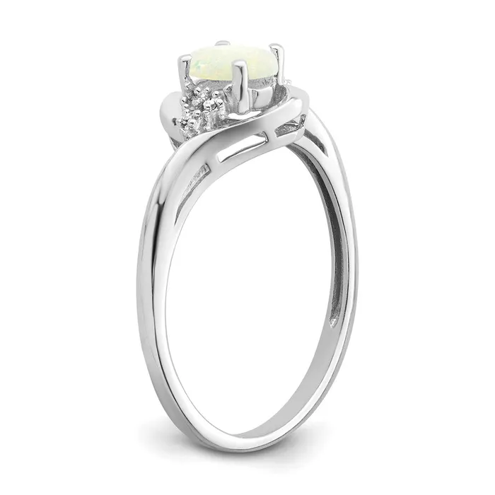 14k White Gold Opal and Real Diamond Ring Goldiacom Rings