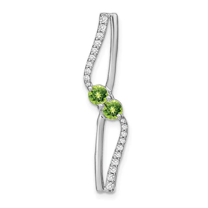 14k White Gold Peridot and Real Diamond Chain Slide Goldia Necklaces