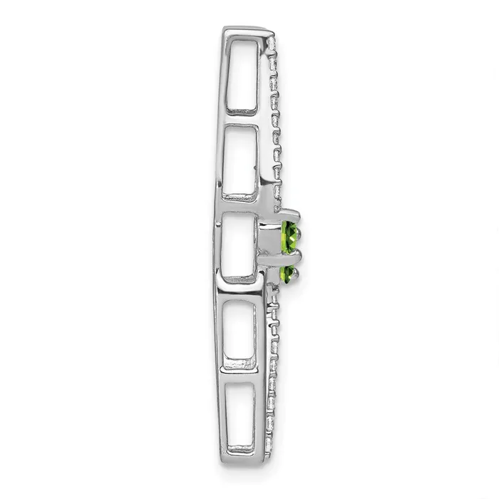 14k White Gold Peridot and Real Diamond Chain Slide Goldia Necklaces