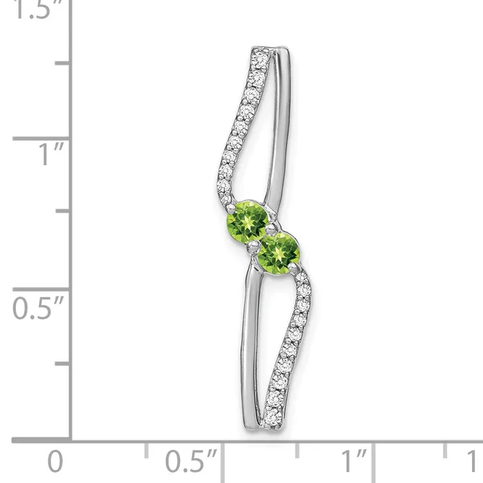 14k White Gold Peridot and Real Diamond Chain Slide Goldia Necklaces