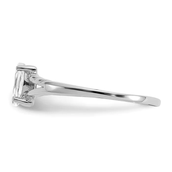 14K White Gold Polished Geniune White Topaz Birthstone Ring Goldia Rings
