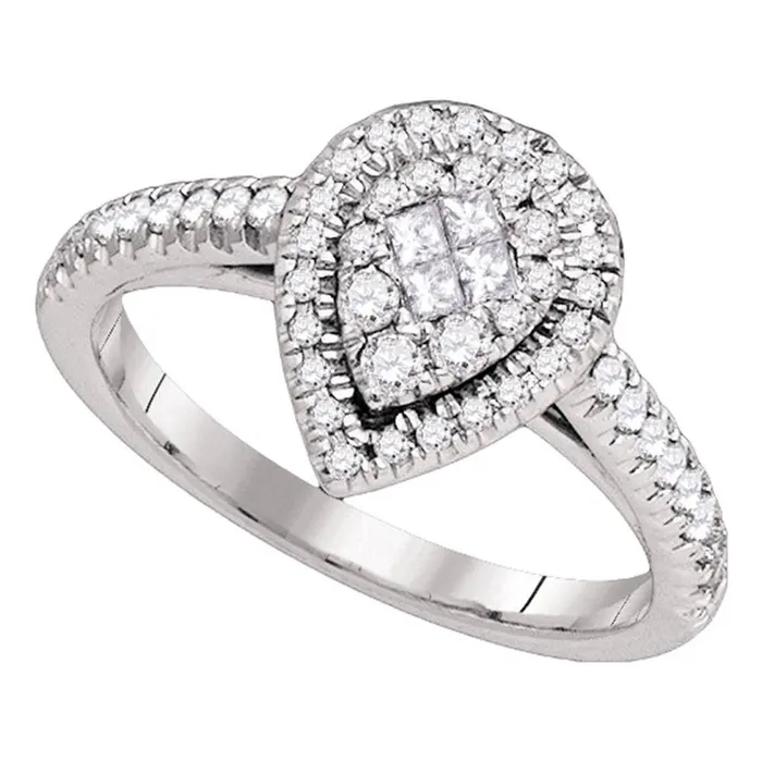 14k White Gold Princess Diamond Cluster Bridal Engagement Ring 12 Cttw gndatlanta Rings 14k White Gold Princess Diamond Cluster Bridal Engagement Ring 12 Cttw gndatlanta Rings