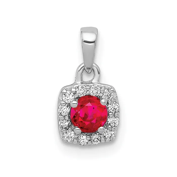 14k White Gold Real Diamond and 20 Ruby Square Halo Pendant Goldia Necklaces 14k White Gold Real Diamond and 20 Ruby Square Halo Pendant Goldia Necklaces