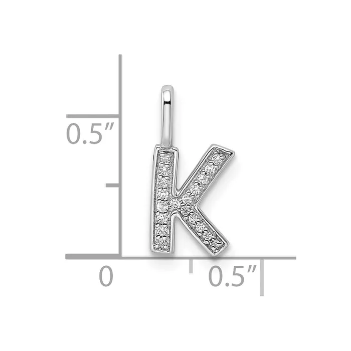 14K White Gold Real Diamond Letter K Initial Pendant Goldia Necklaces