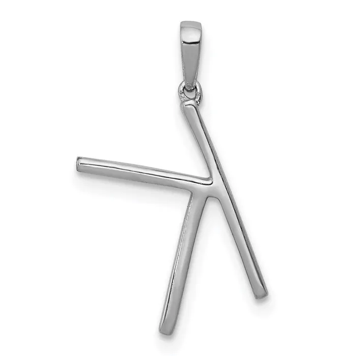 14K White Gold Real Diamond Letter K Initial Pendant Goldia Necklaces